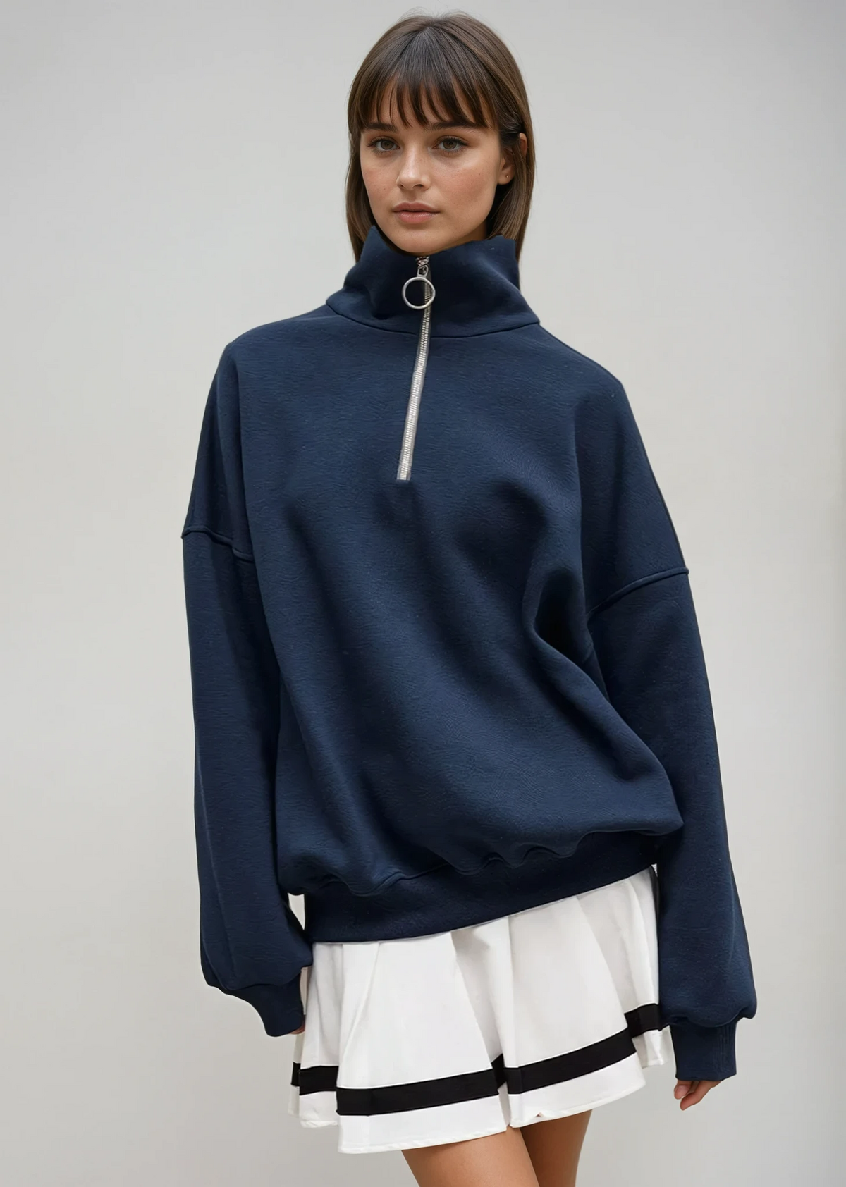 Azure | Loose-fit zip-up sweater