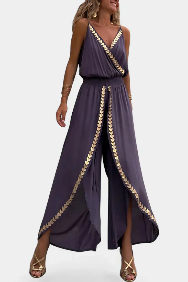 Donatila | Jumpsuit with Gold Details & Open Leg