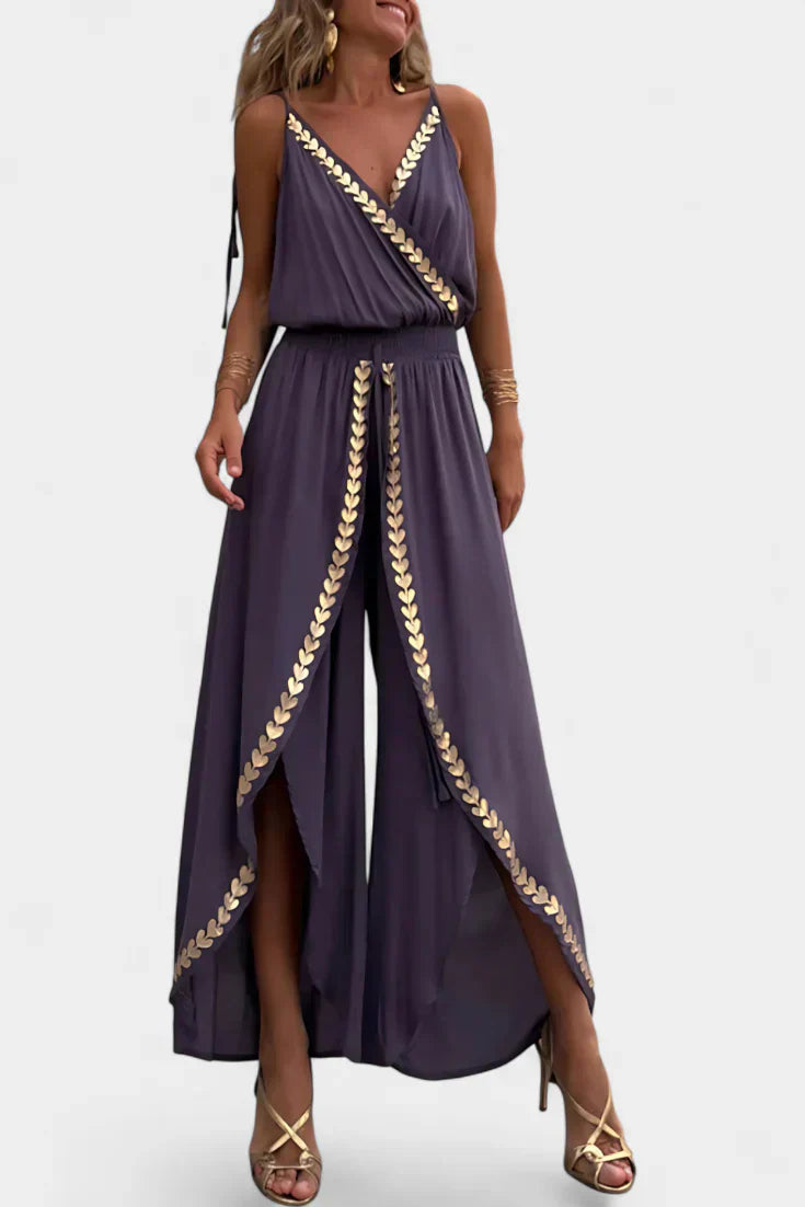 Donatila | Jumpsuit with Gold Details & Open Leg