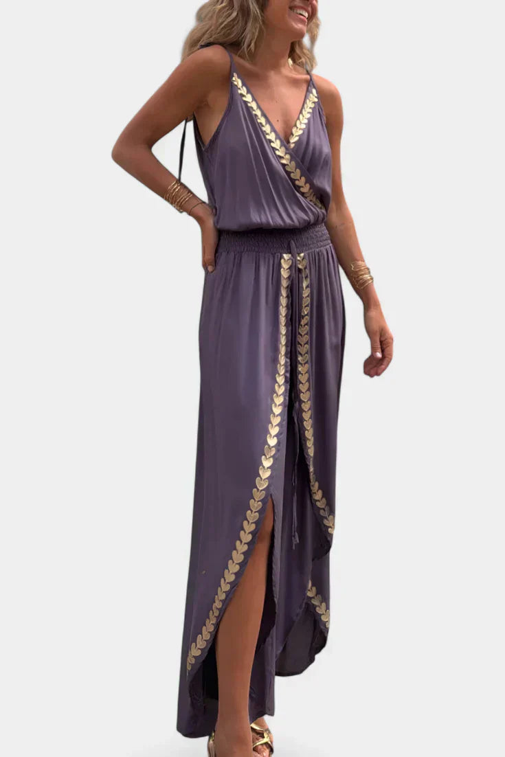 Donatila | Jumpsuit with Gold Details & Open Leg