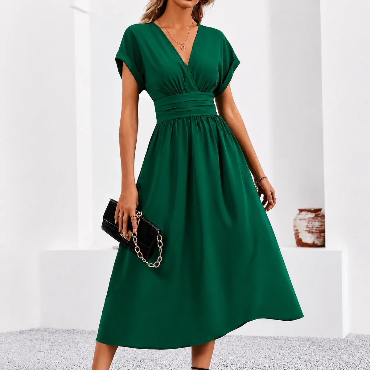 Anna Giulia- Long Summer Dress with Sleeves with Pipistrello