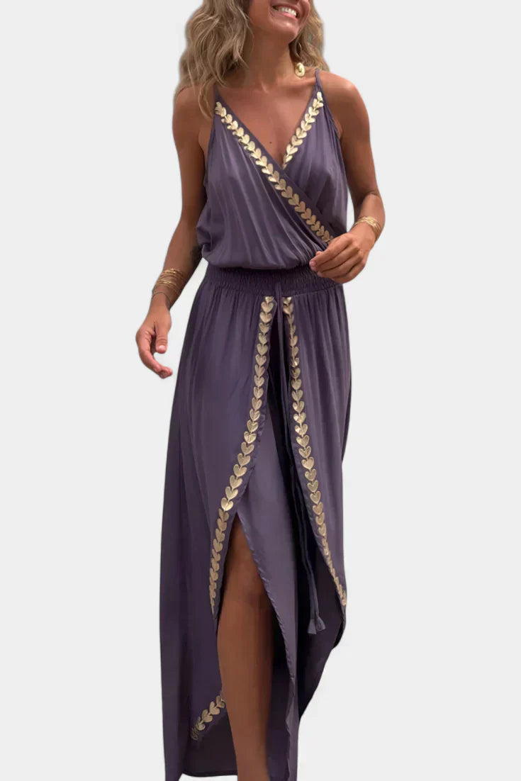 Donatila | Jumpsuit with Gold Details & Open Leg