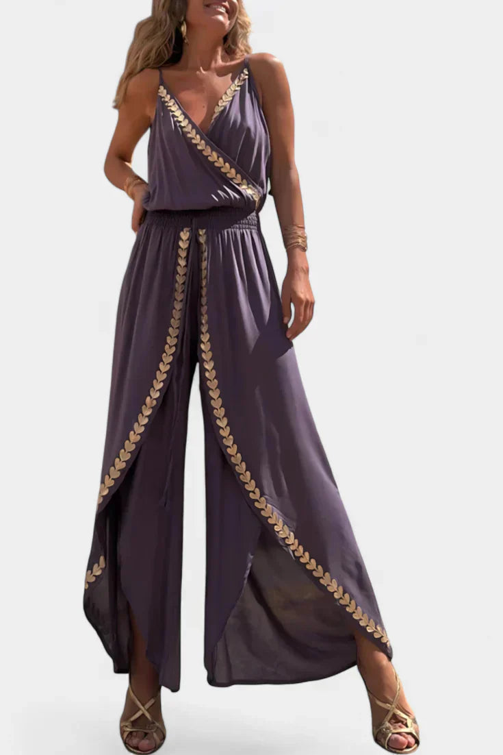 Donatila | Jumpsuit with Gold Details & Open Leg