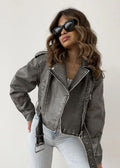 Sveva | Washed-Effect Faux Leather Biker Jacket