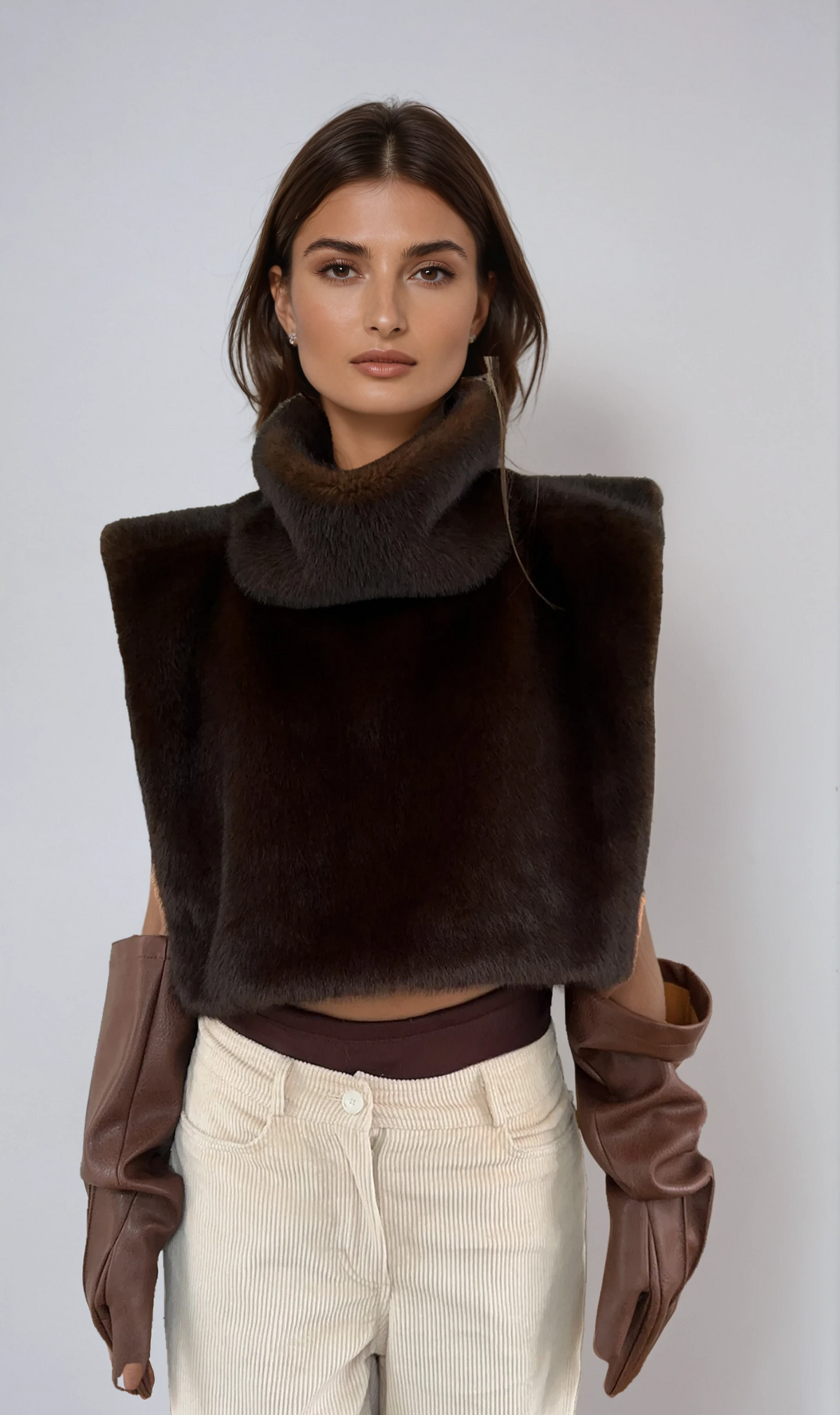 Fiammetta | High-Neck Faux Fur Vest