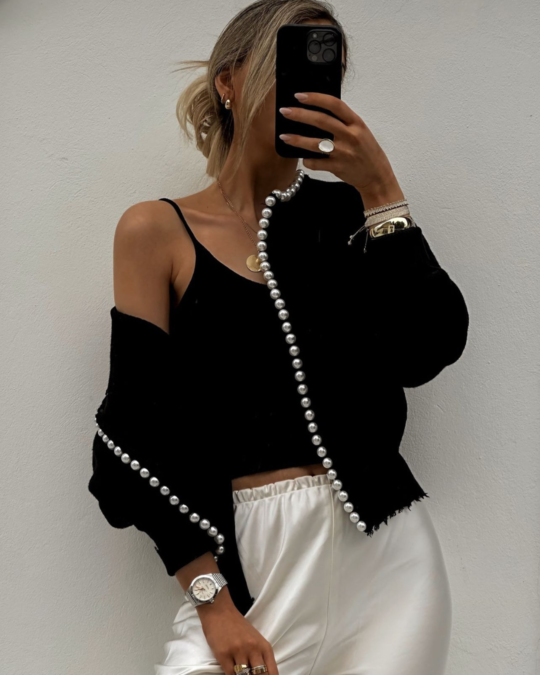 Enrica | Cardigan with Trim of Perle