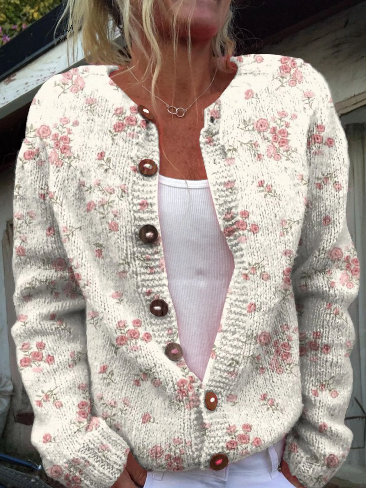 Evanthea™ | Knit Vintage Cardigan with Floral