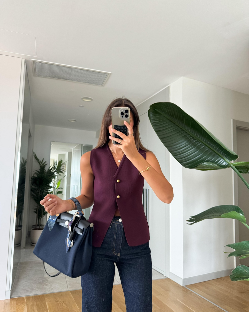Marcella | Knit Vest with Gold Buttons