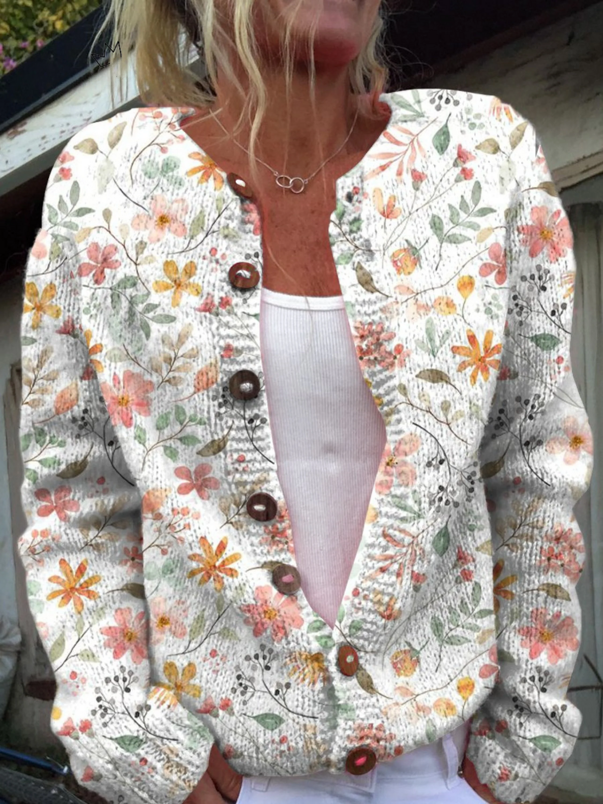 Greta™ | Knit Vintage Cardigan with Floral