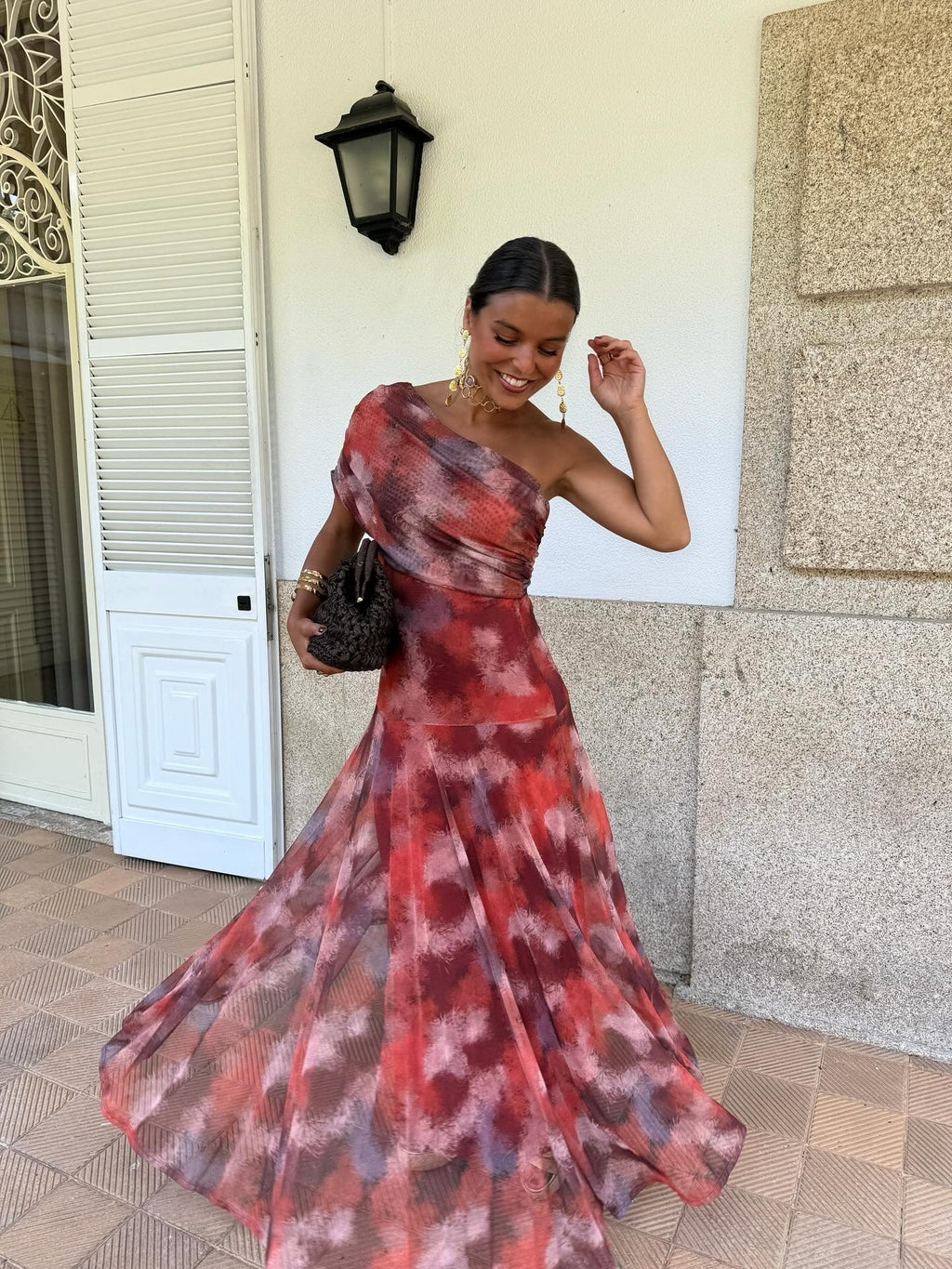 Long Monospalla Acquerello Dress