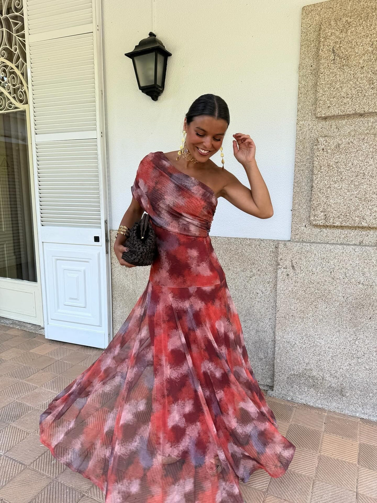 Long Monospalla Acquerello Dress