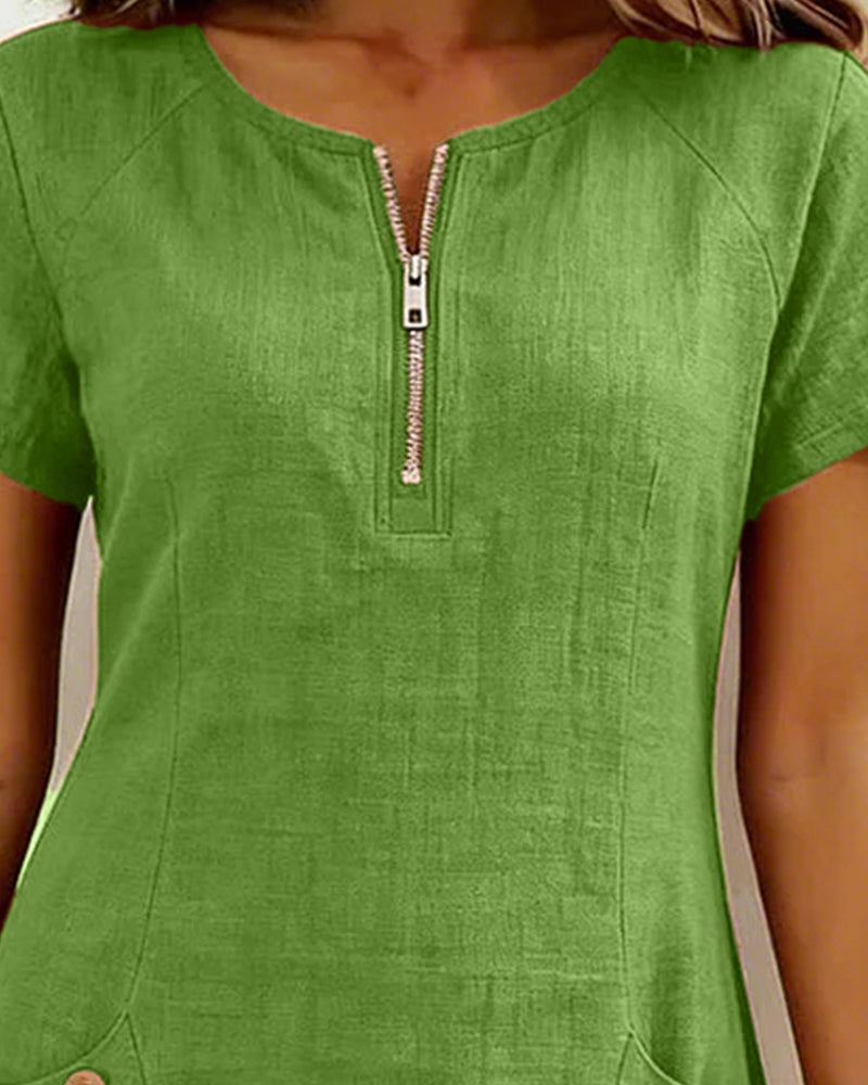 Abito in cotone con zip da donna – look quotidiano