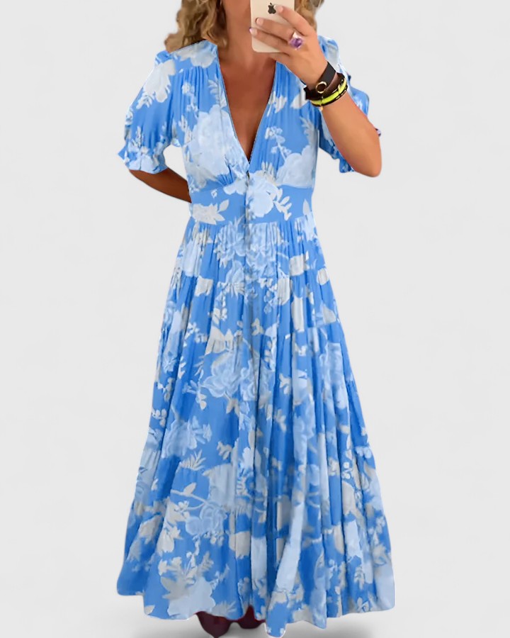Miriam – Dress with Floral with V-Neck