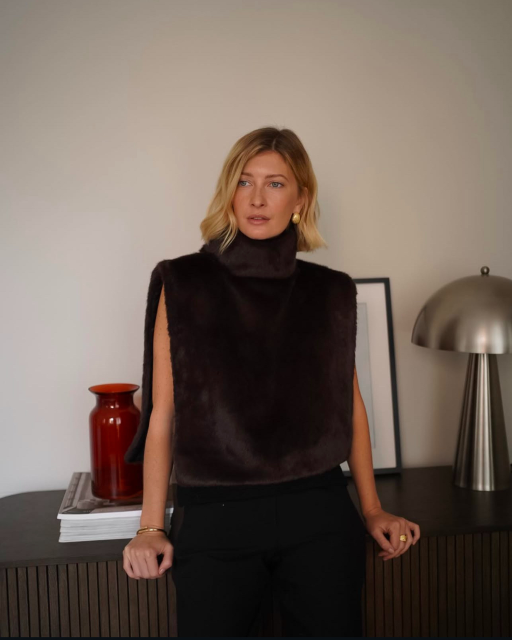 Fiammetta | Faux Fur Vest with Turtleneck