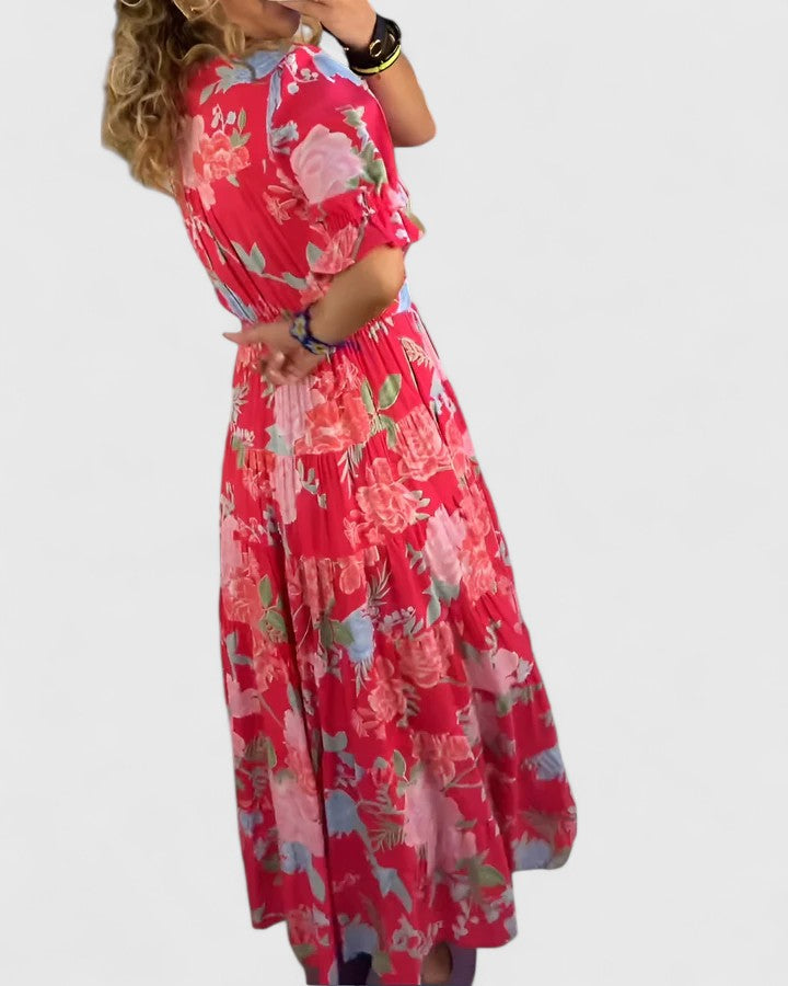 Miriam – Dress with Floral with V-Neck
