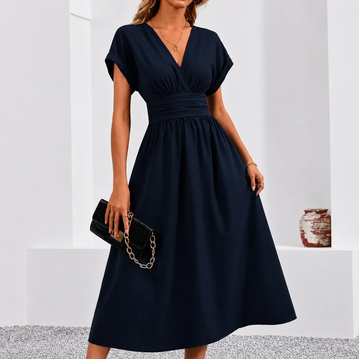 Anna Giulia- Long Summer Dress with Sleeves with Pipistrello