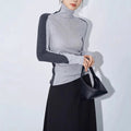 Eufemia | Top with Neck Mock Neck & Contrast Sleeves
