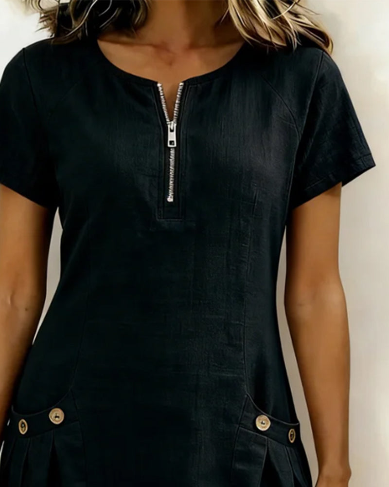 Abito in cotone con zip – perfetto per vacanze e aperitivi
