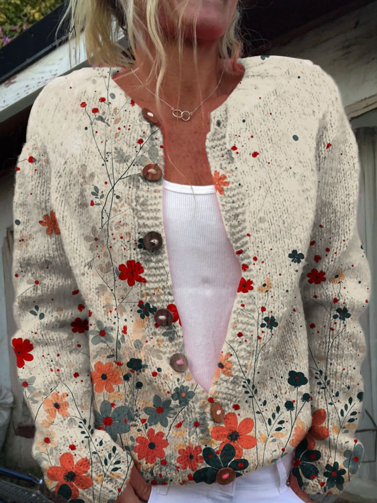 Sabrina™ | Knit Vintage Cardigan with Floral