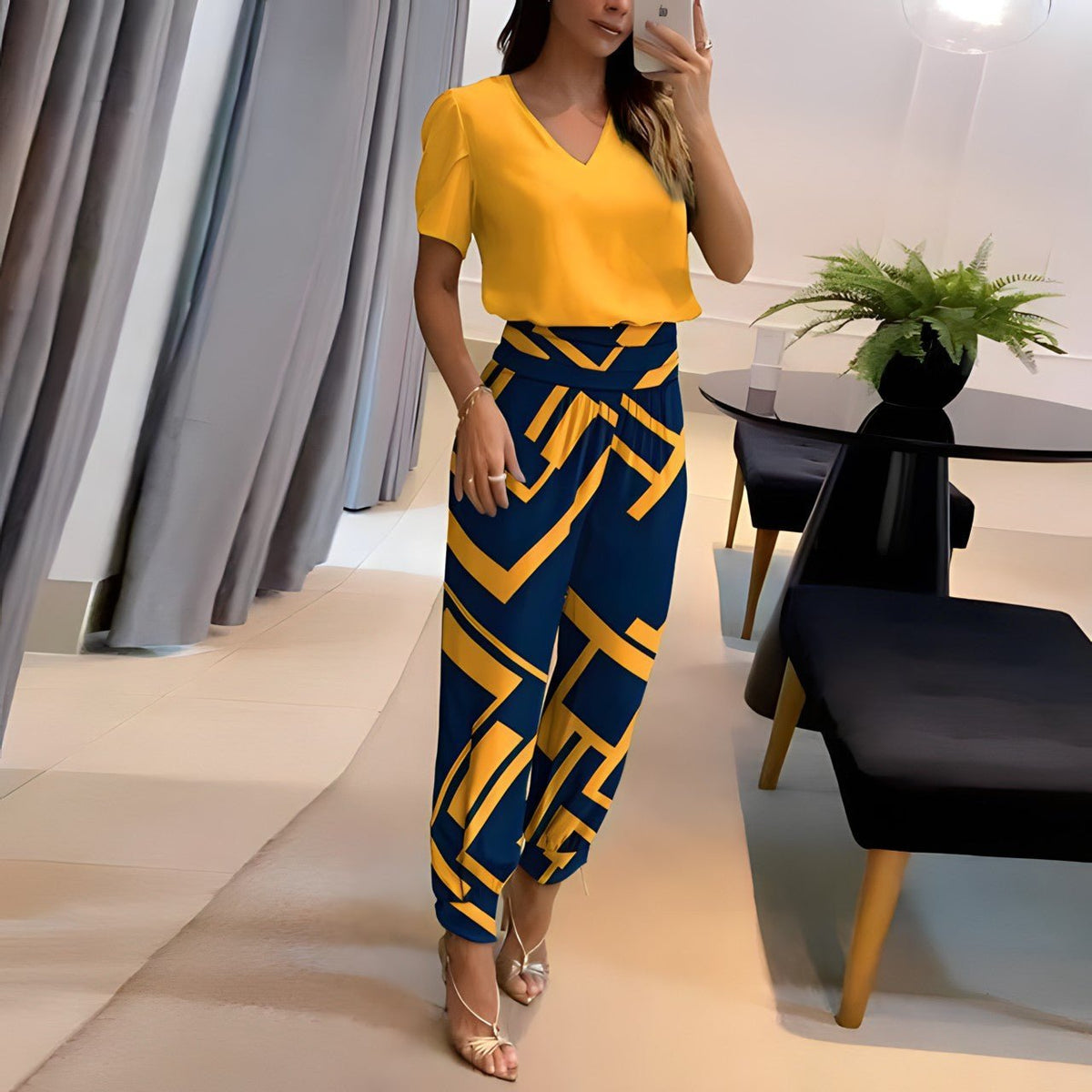 Alma | Two-Piece Matching Two Pieces Trendy Set with Top & Trousers