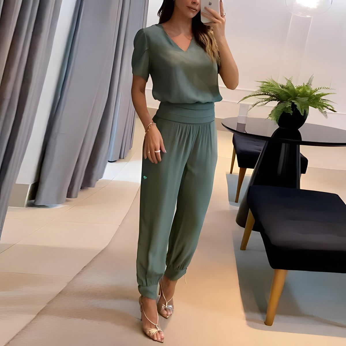 Alma | Two-Piece Matching Two Pieces Trendy Set with Top & Trousers