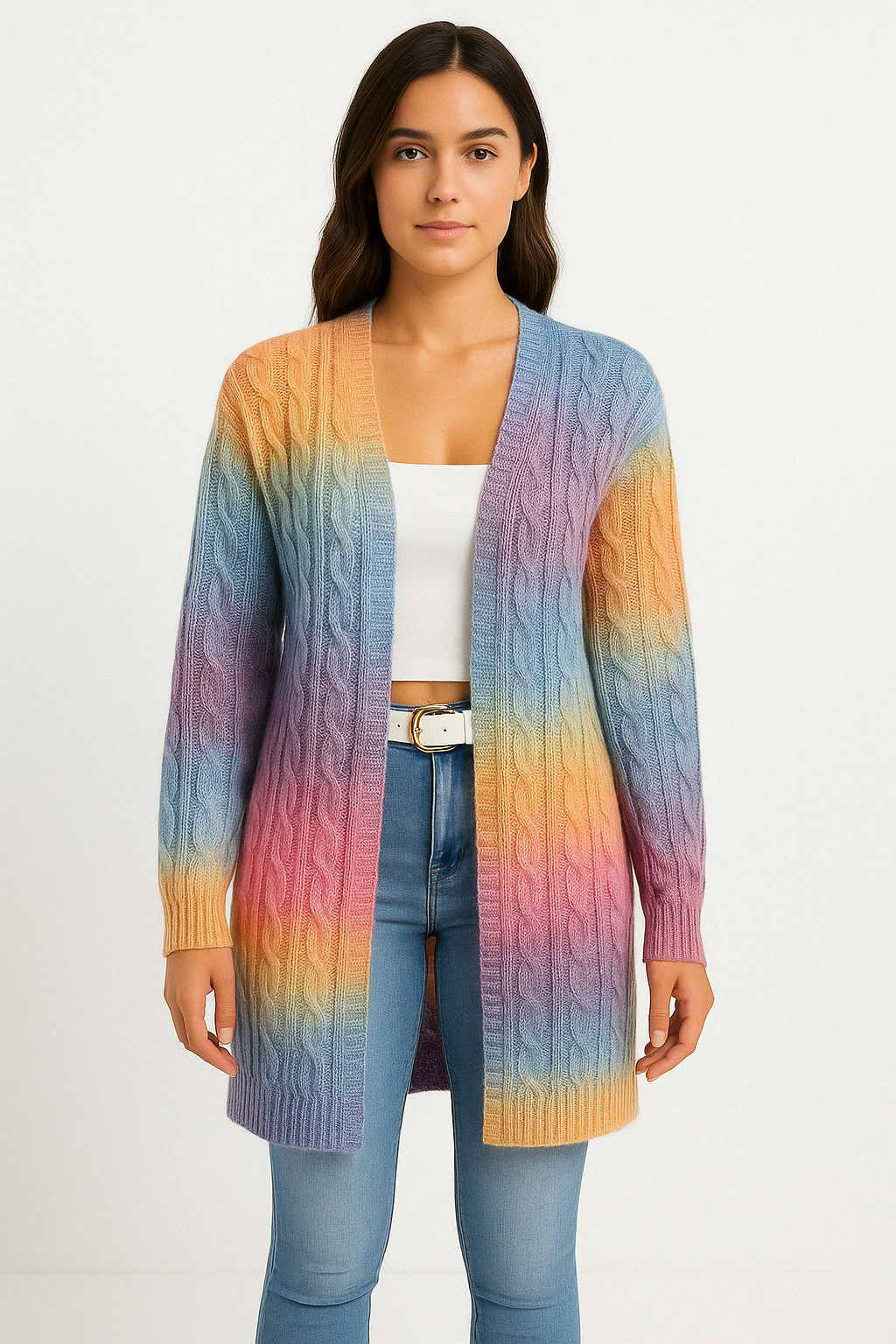 Dina | Long cardigan in soft knit with open front