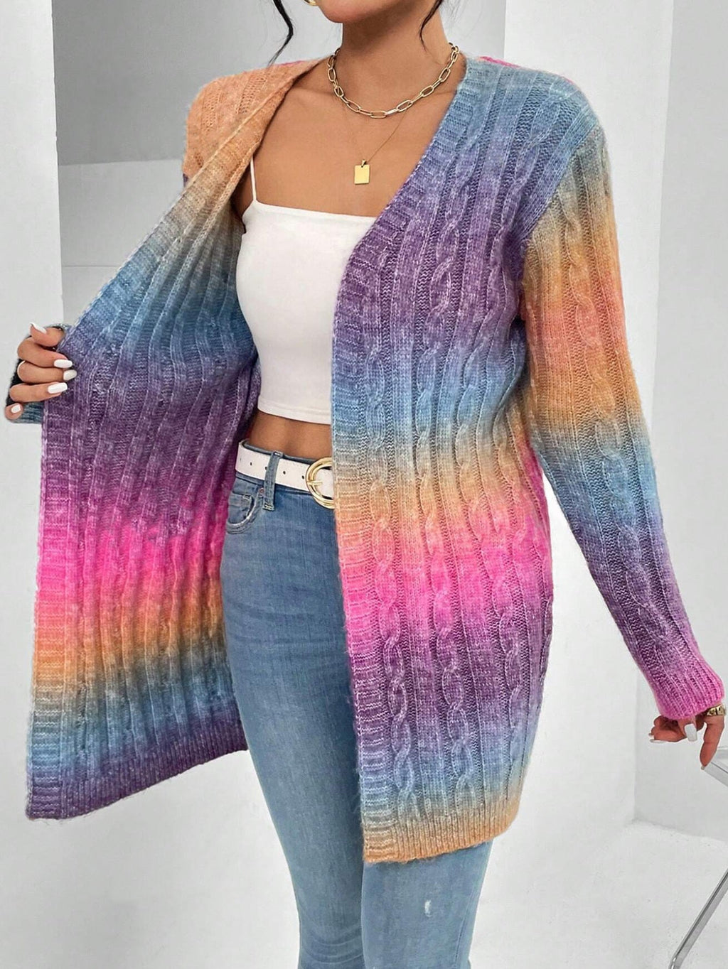 Dina | Long in Soft Knit Top Cardigan with Front Opening