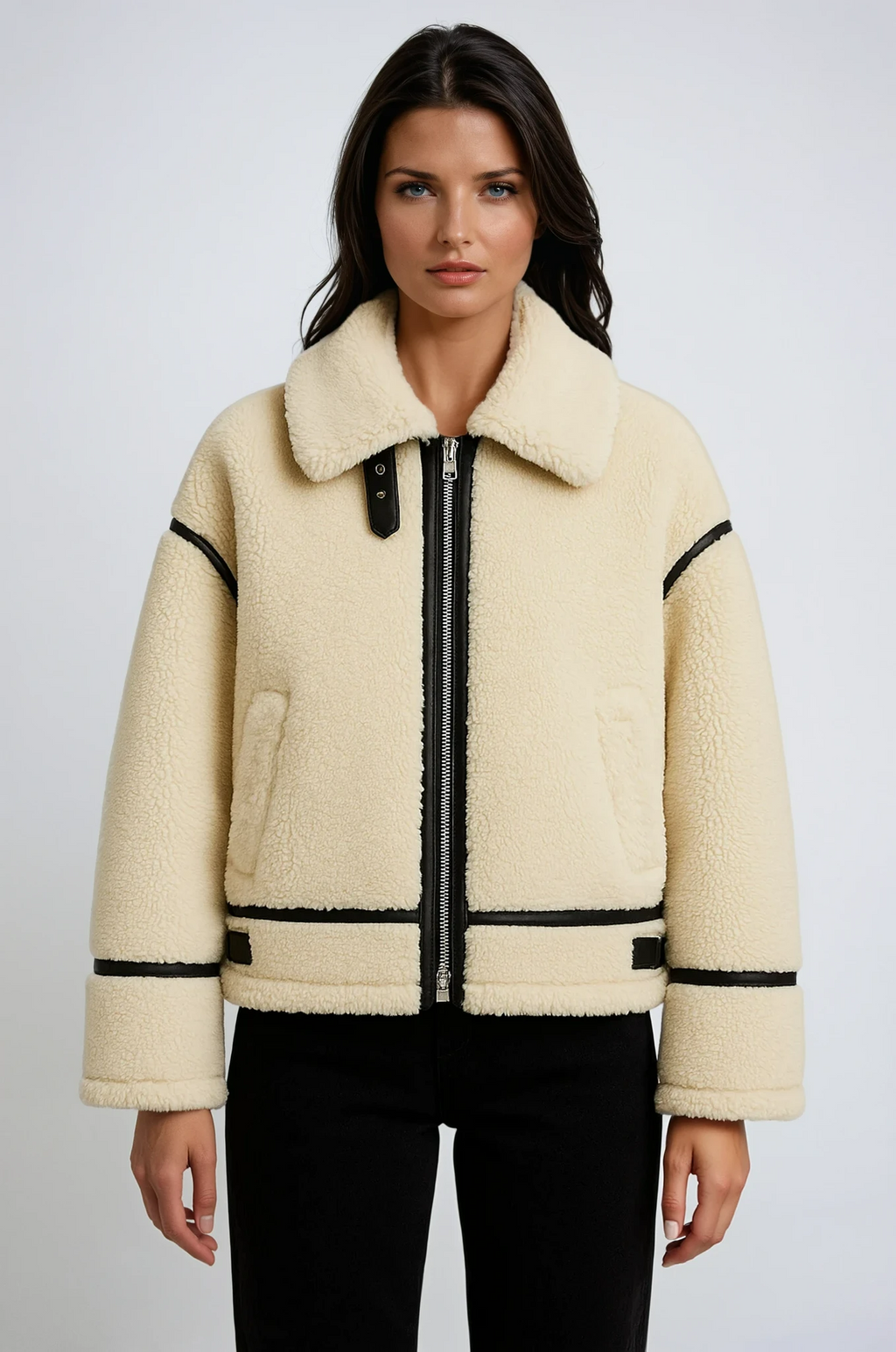 Secondina | Faux Shearling Jacket with Statement Collar