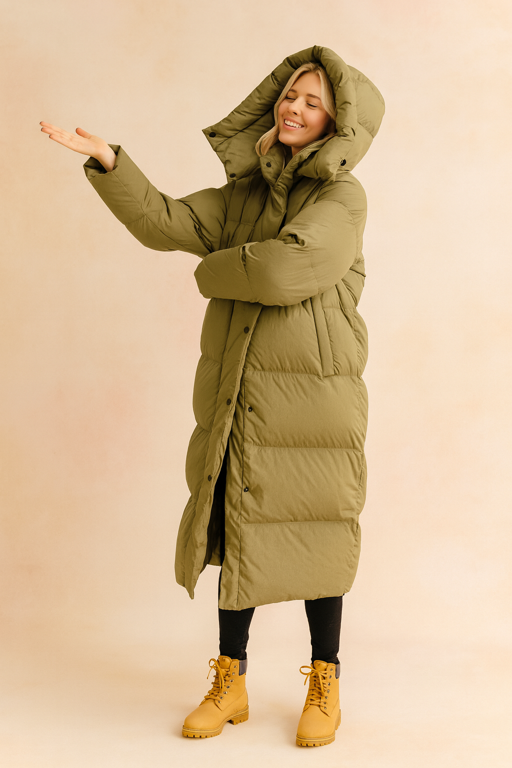 Tecla | Long Winter Quilted Puffer Jacket with Hood