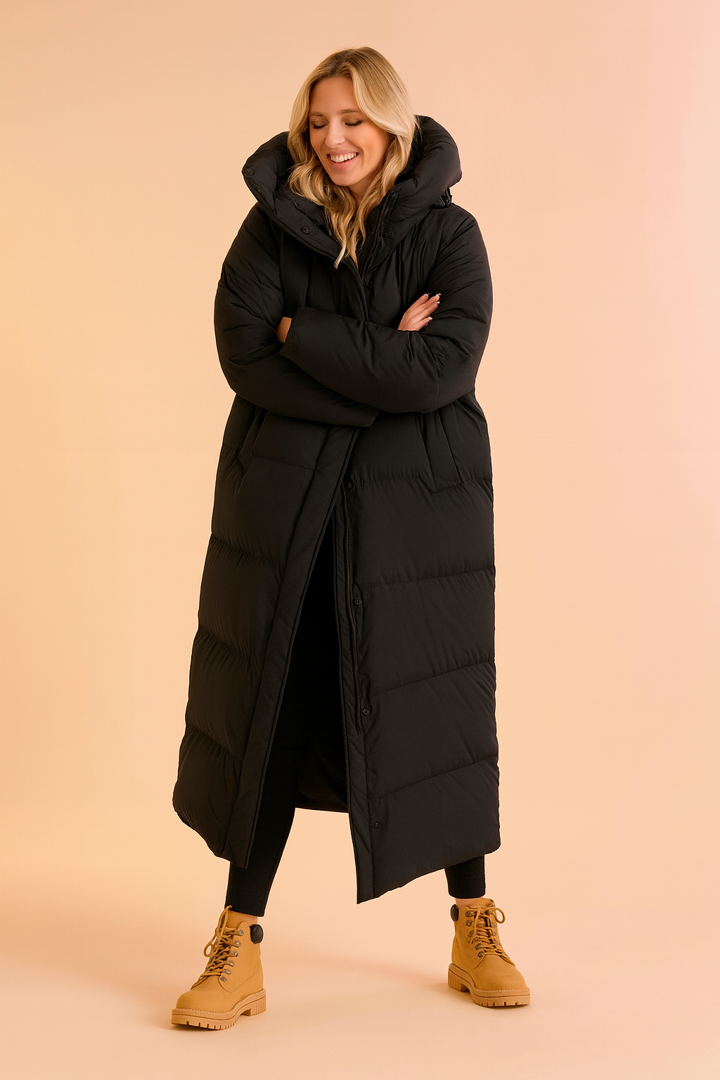 Tecla | Long Winter Quilted Puffer Jacket with Hood