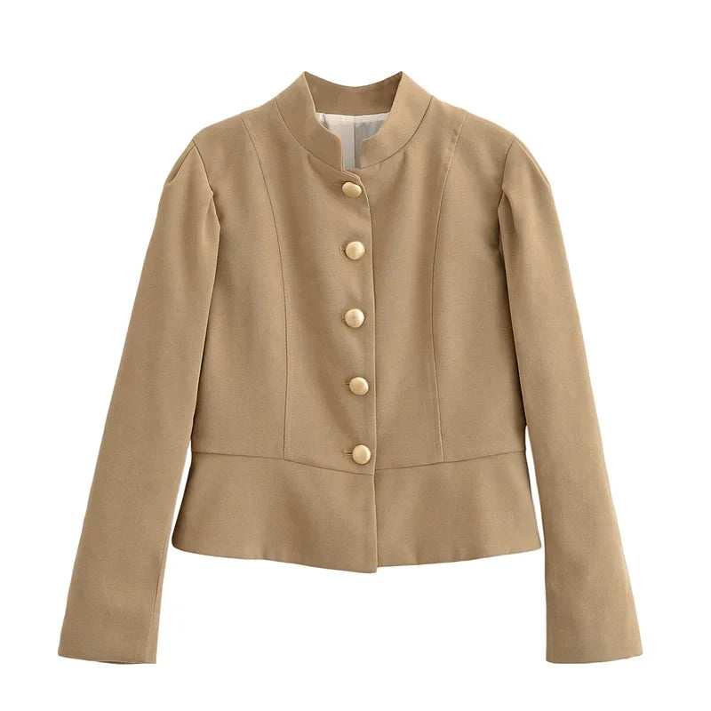 Sabrina | Autumn Velvet Blazer with Puff Shoulders