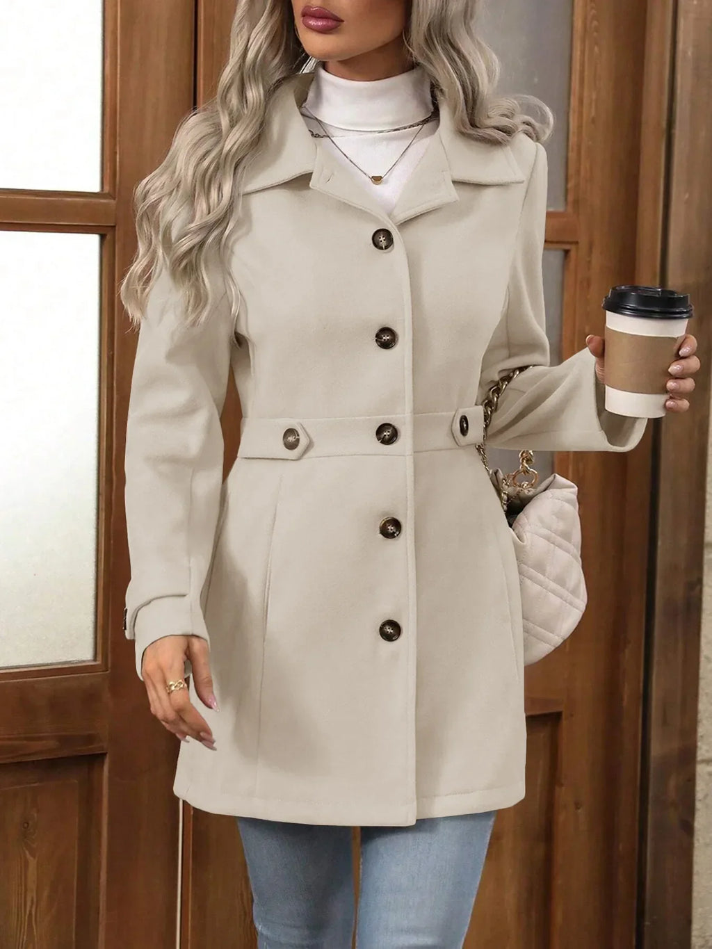 Fiorina | Autumn Wool Slim-Fit Elegant Coat