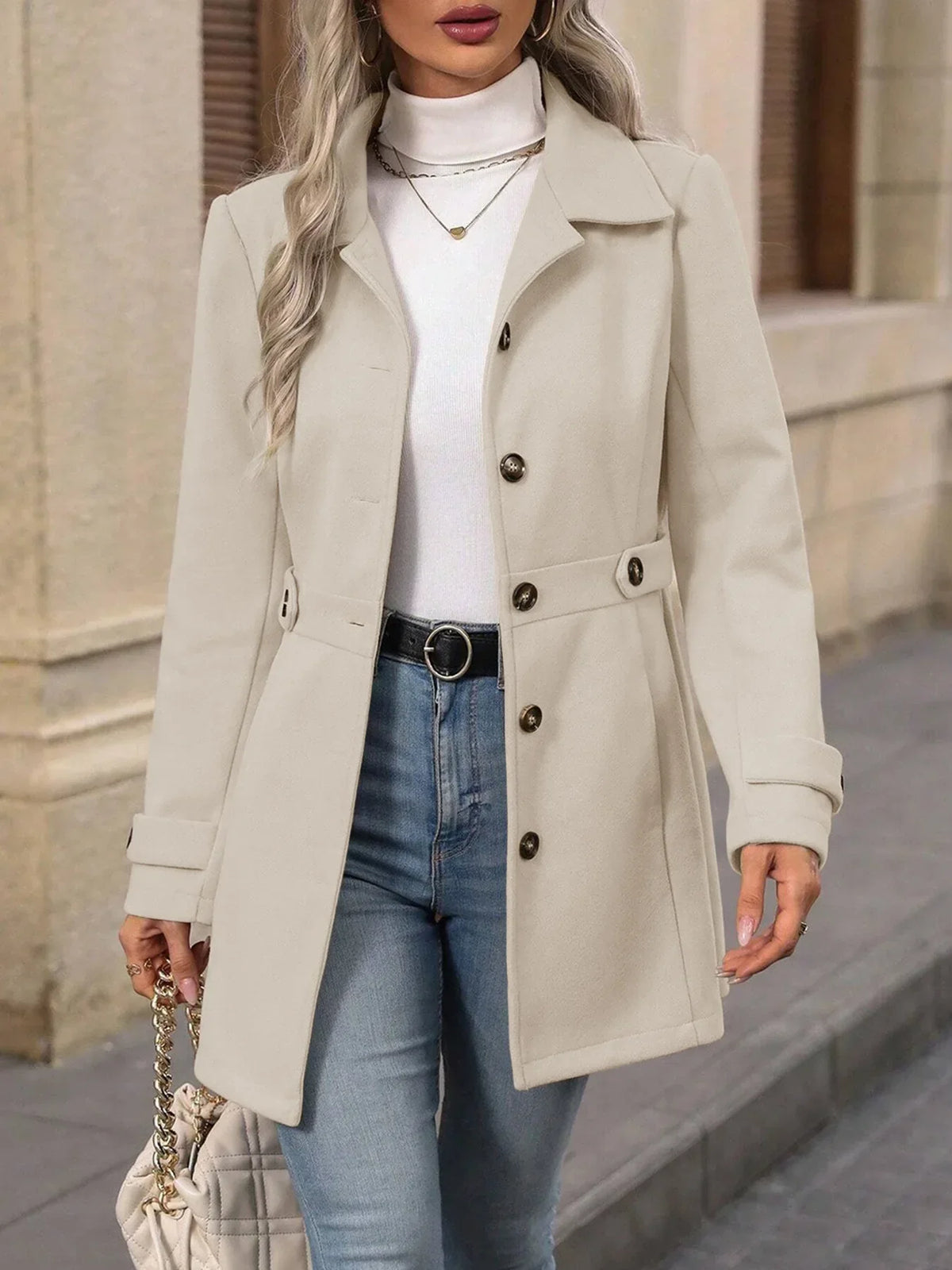Fiorina | Autumn Wool Slim-Fit Elegant Coat