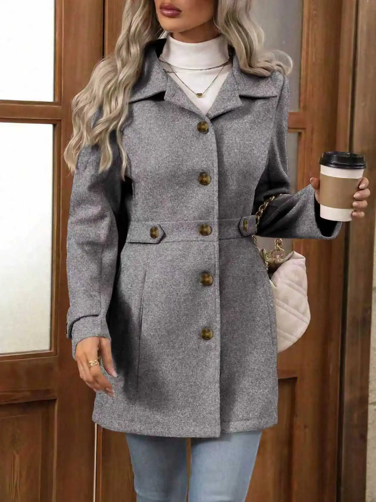 Fiorina | Autumn Wool Slim-Fit Elegant Coat
