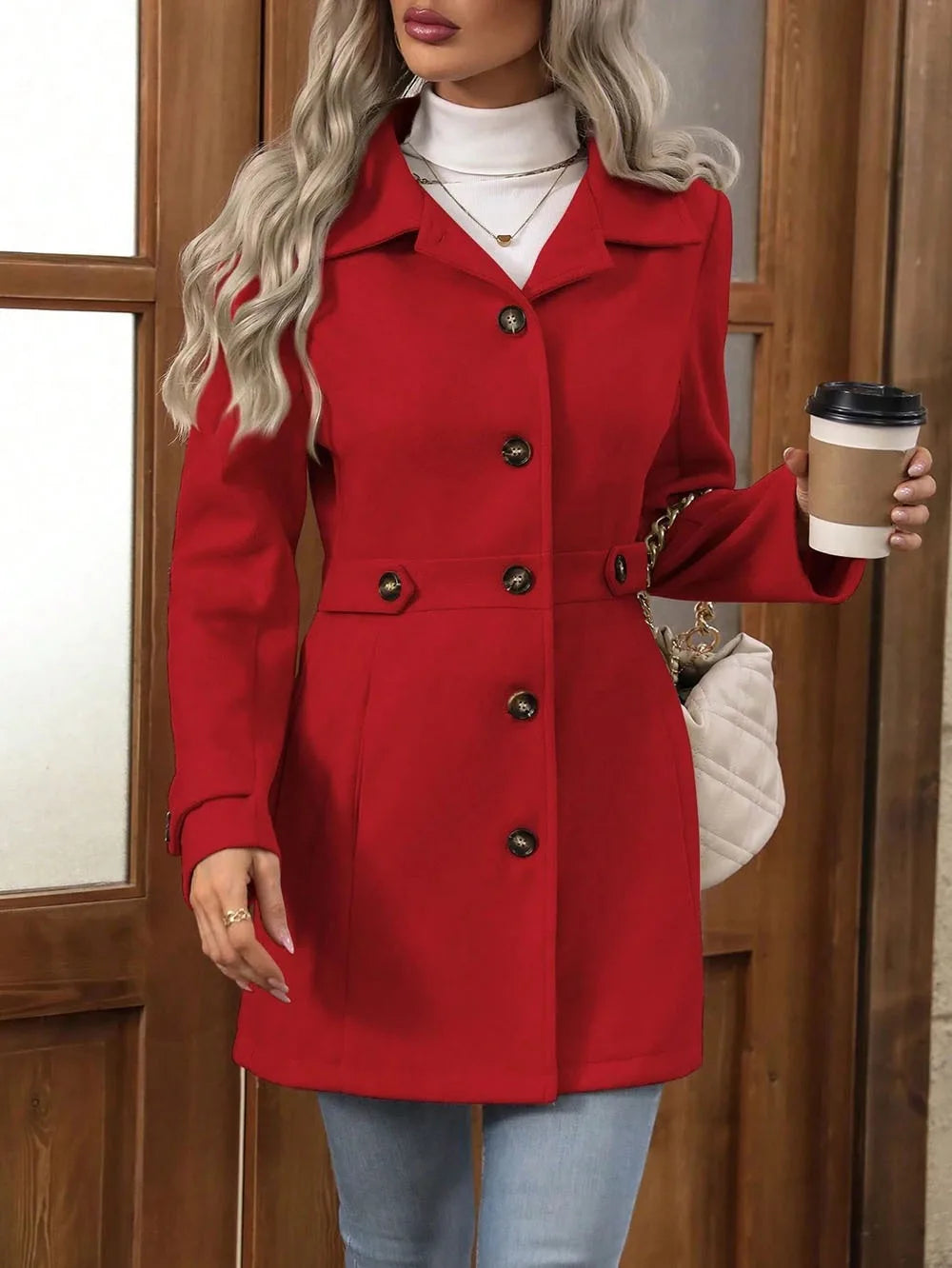 Fiorina | Autumn Wool Slim-Fit Elegant Coat