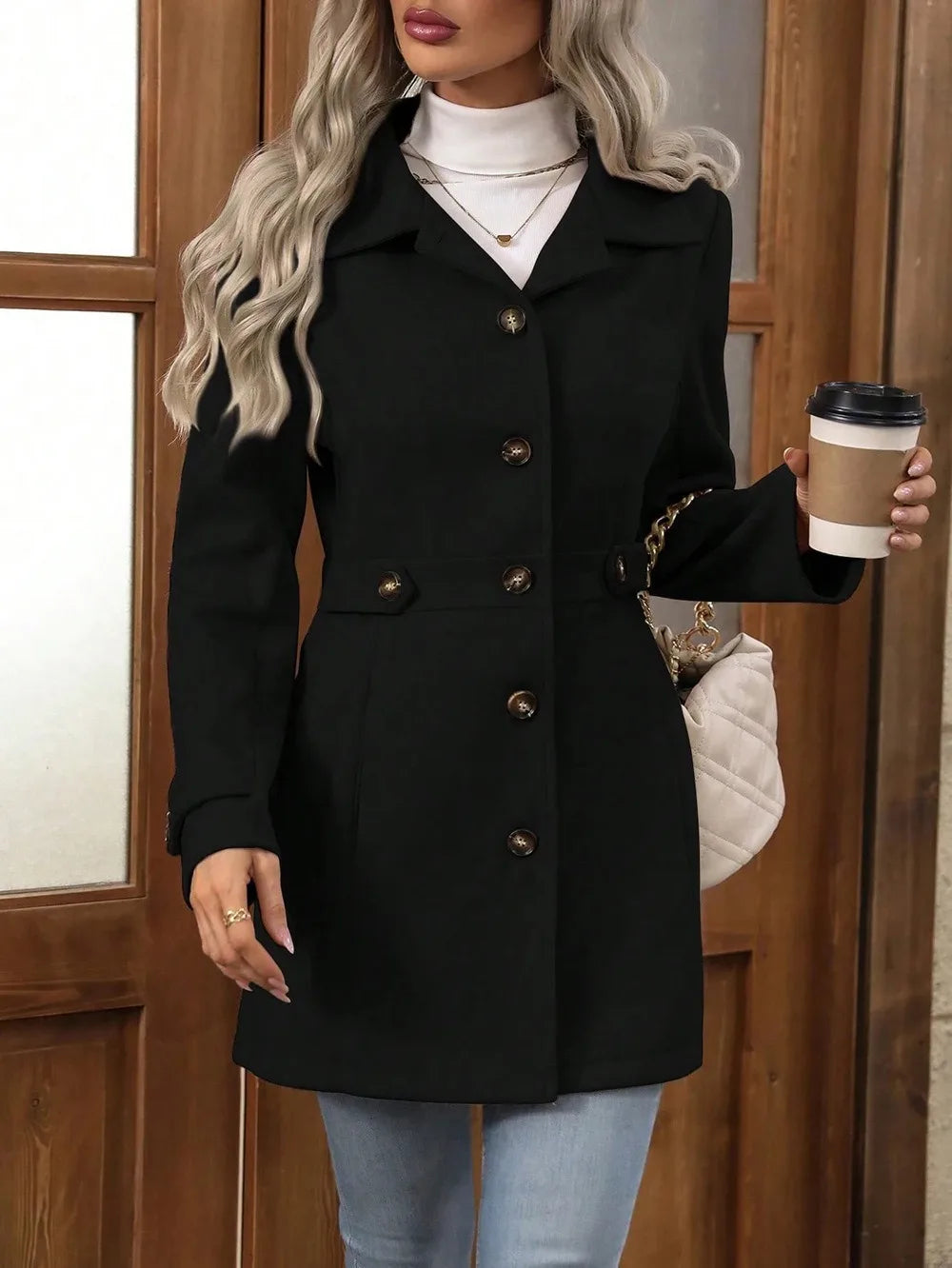 Fiorina | Autumn Wool Slim-Fit Elegant Coat