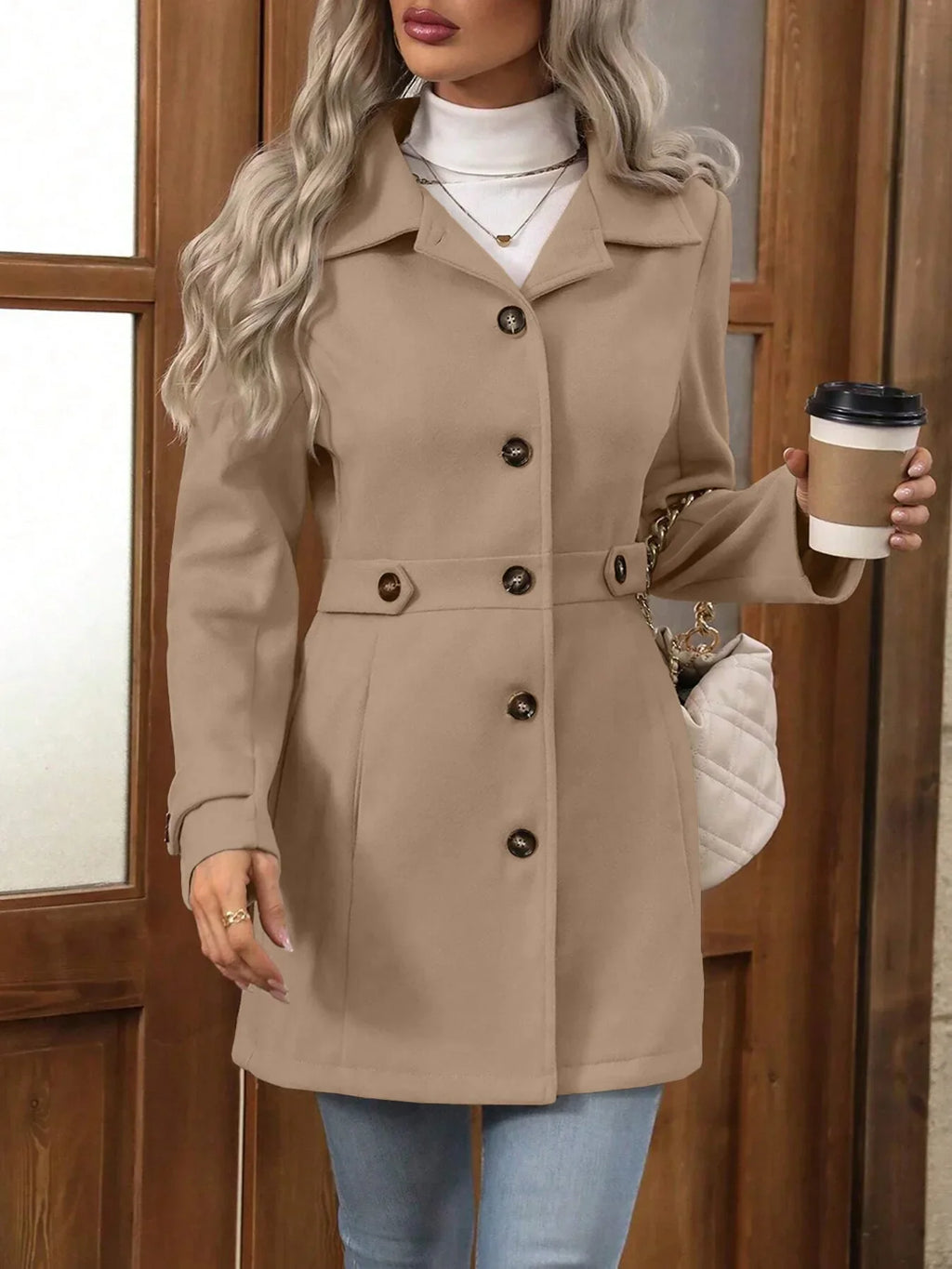 Fiorina | Autumn Wool Slim-Fit Elegant Coat