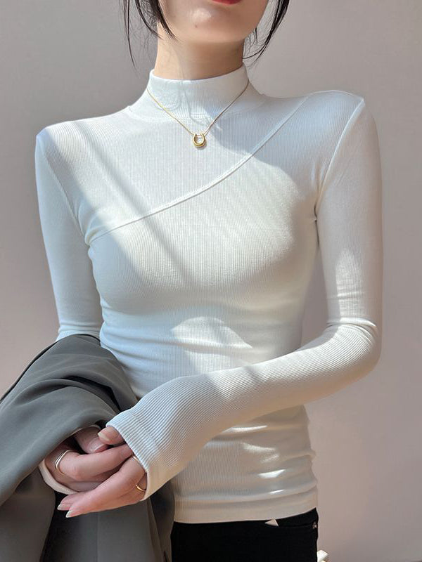 Emanuela | Top with Long Sleeves with Neck Mock Neck