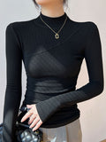 Emanuela | Top with Long Sleeves with Neck Mock Neck