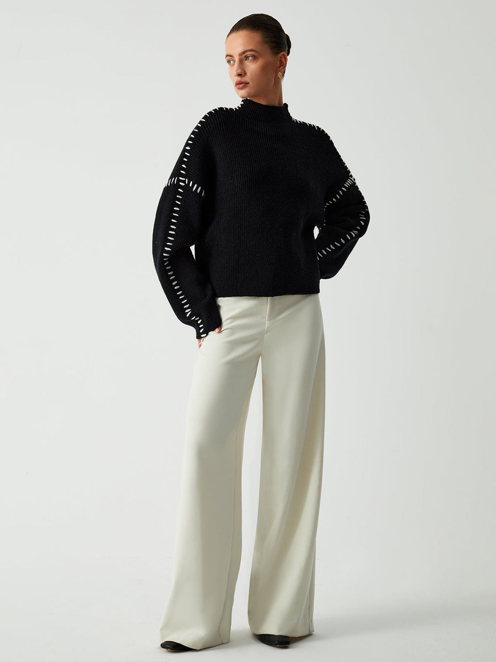 Ada | Oversized Sweater with Neck Mock Neck