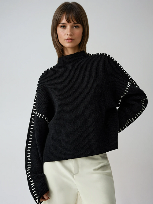 Ada | Oversized Sweater with Neck Mock Neck