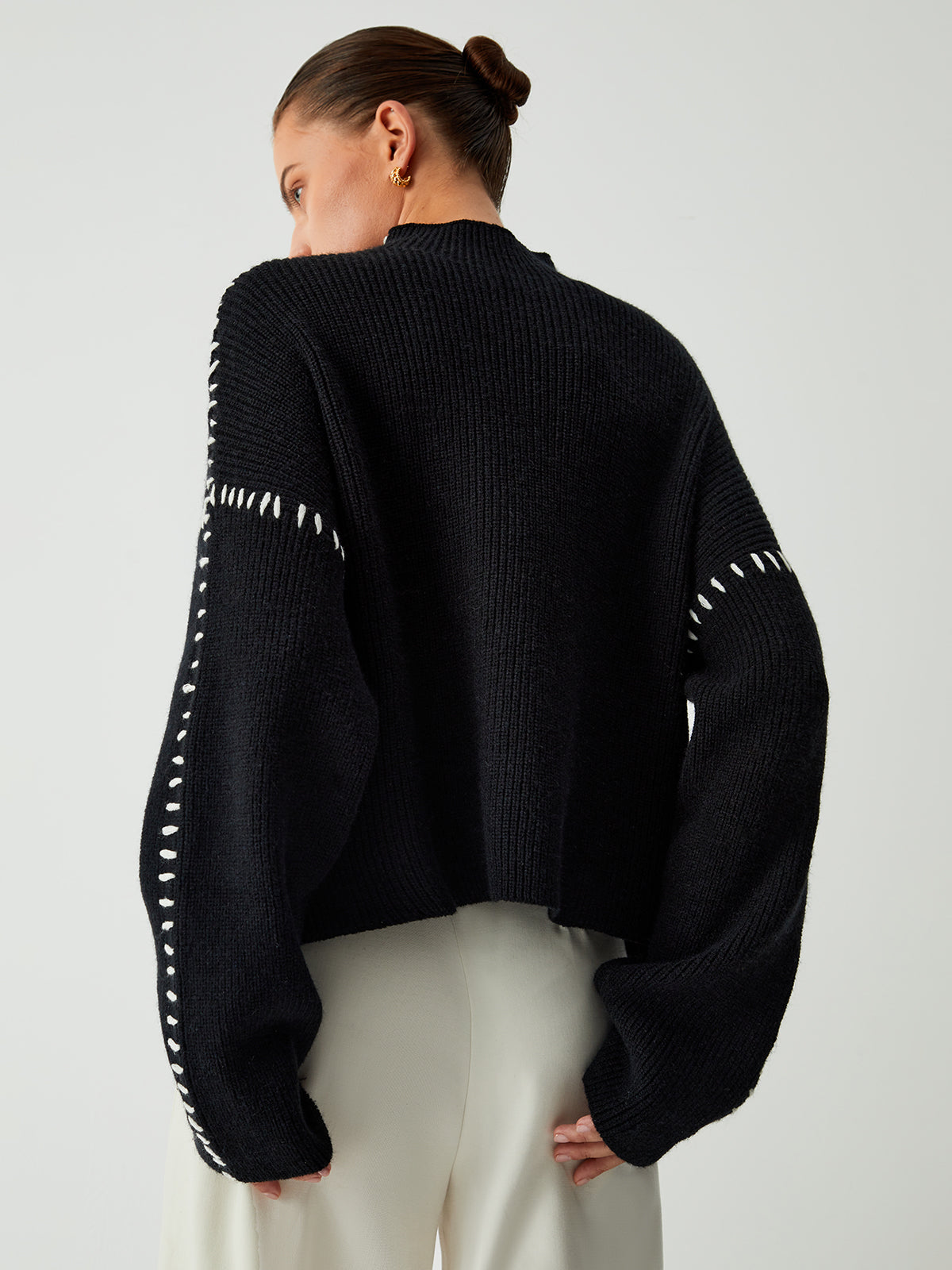 Ada | Oversized Sweater with Neck Mock Neck