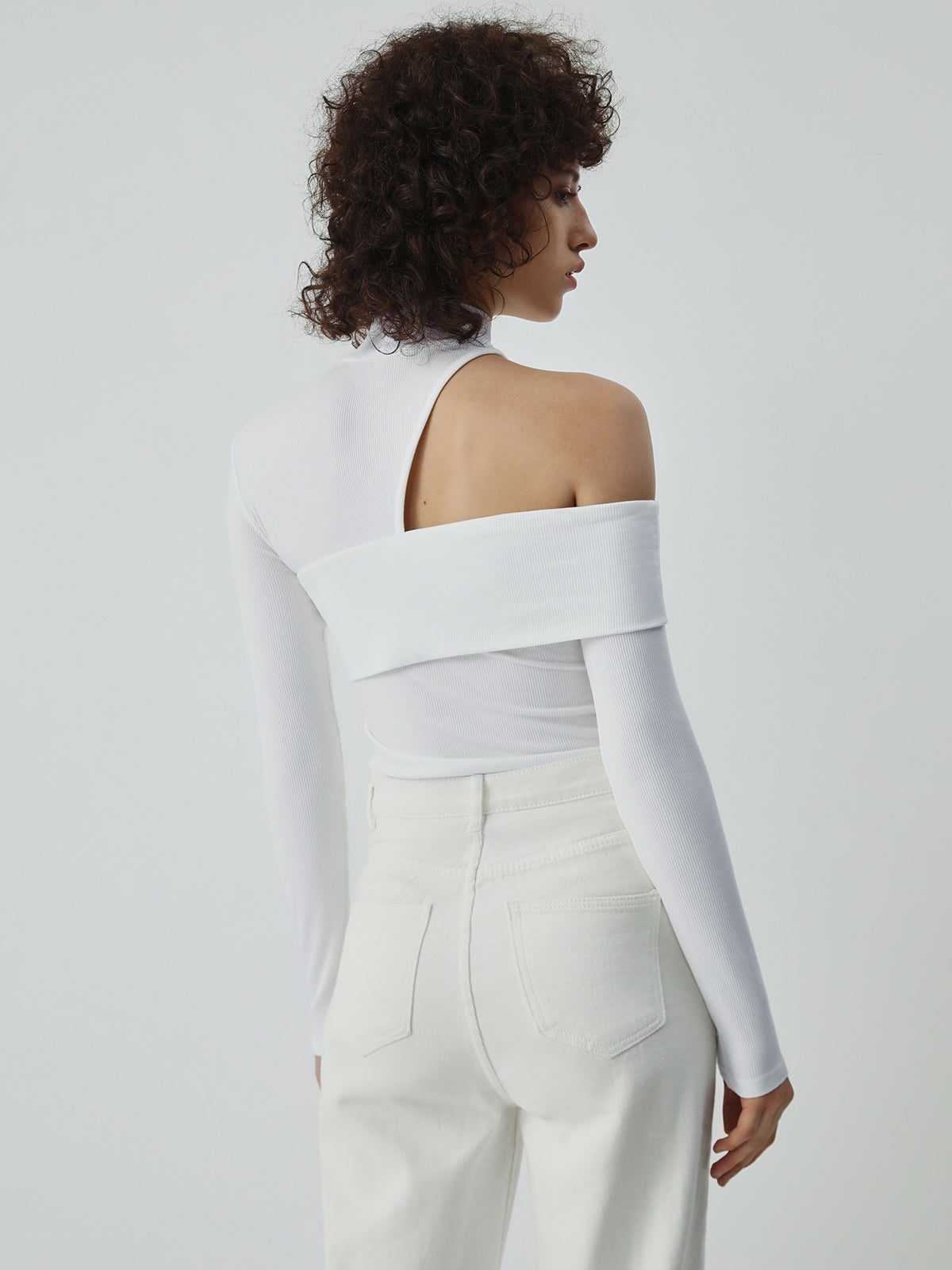 Amanda | Asymmetric Top with Turtleneck with Cut-out