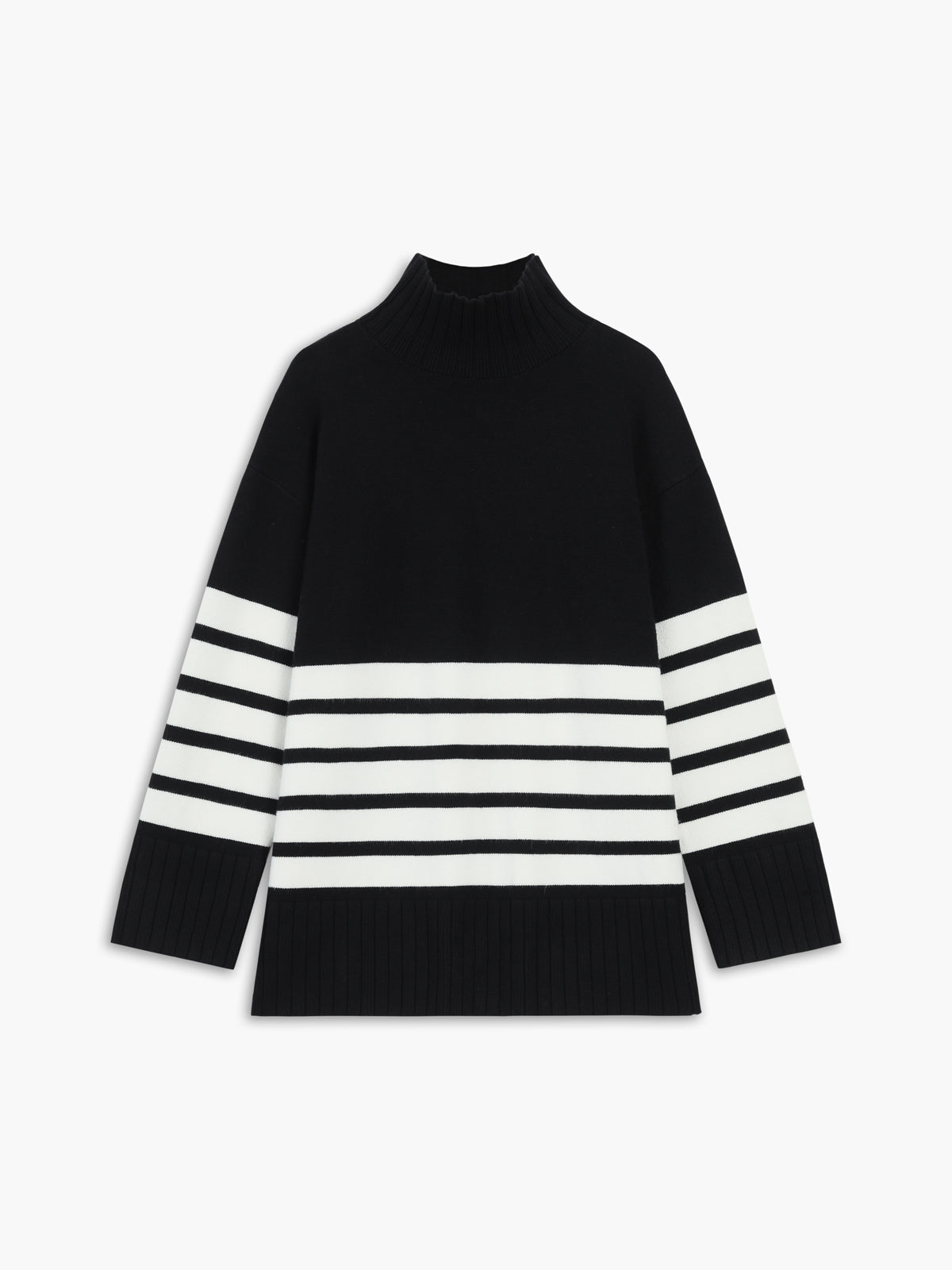 Elena | Striped mock neck sweater