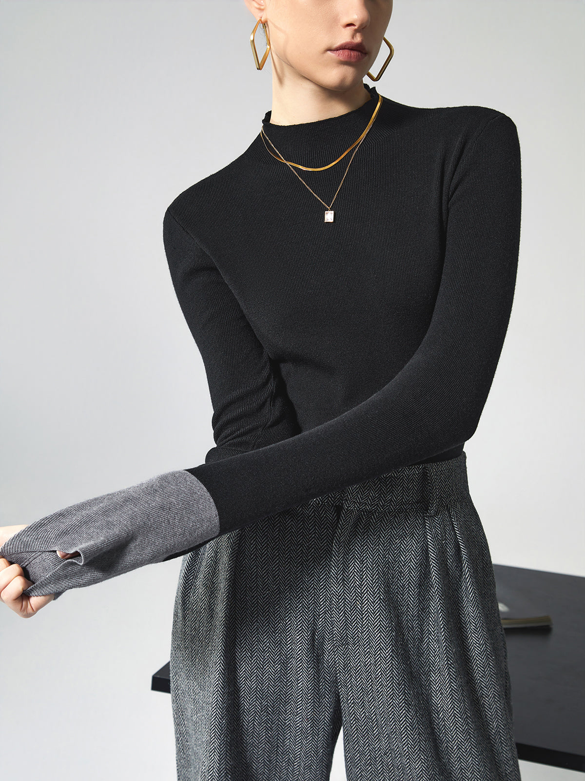 Marianna | Knit Sweater with Contrast Cuffs