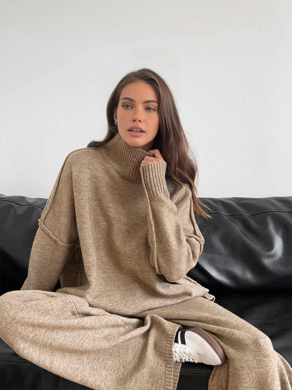 Alba | Two-Piece Lounge Knit Soft Set with Turtleneck