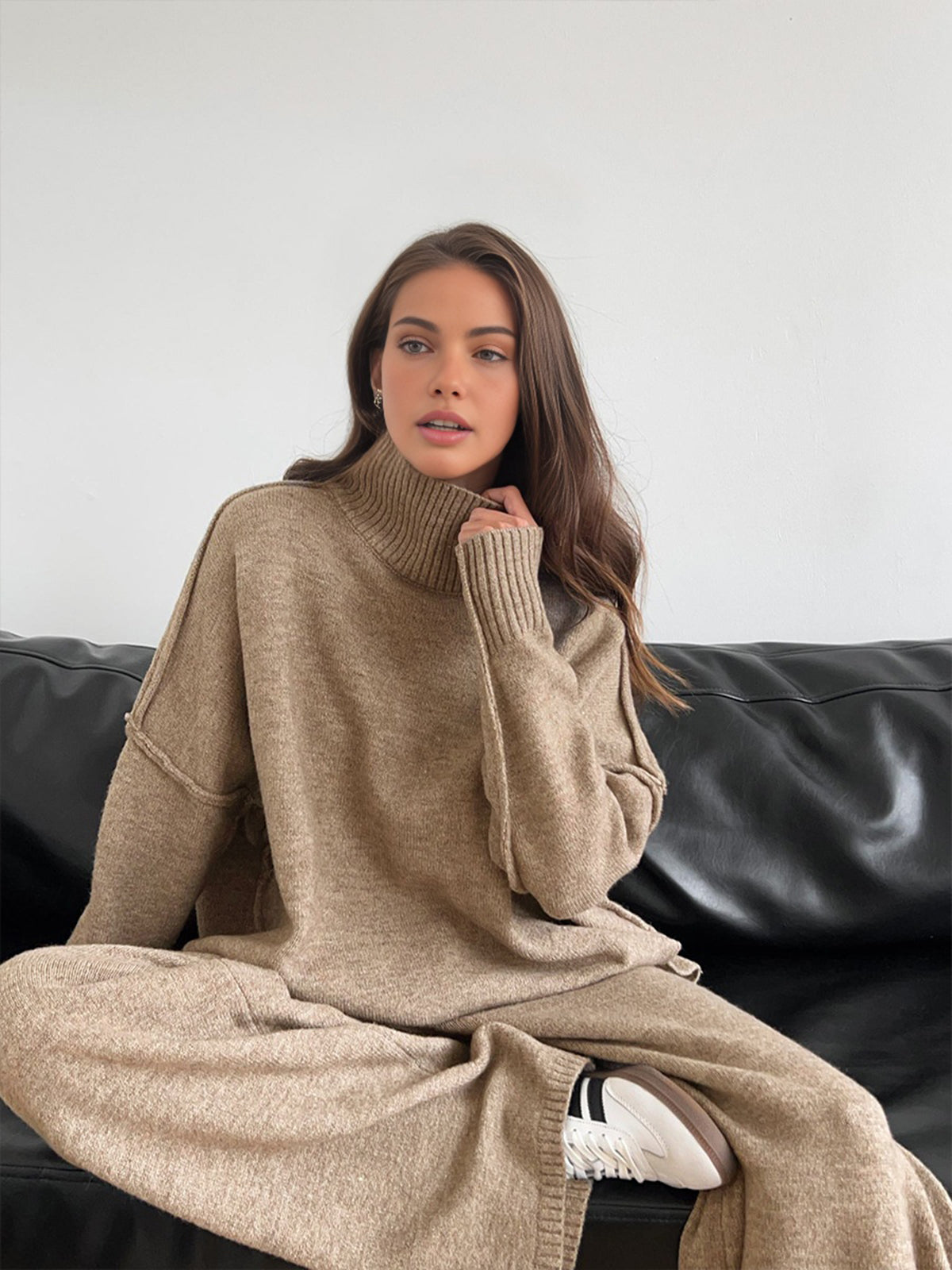 Alba | Two-Piece Lounge Knit Soft Set with Turtleneck