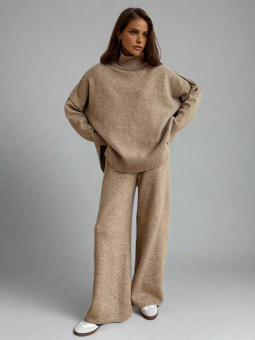 Alba | Two-Piece Lounge Knit Soft Set with Turtleneck