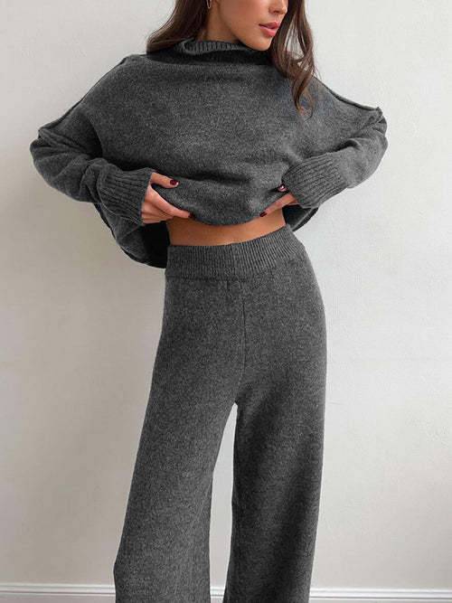 Alba | Two-Piece Lounge Knit Soft Set with Turtleneck
