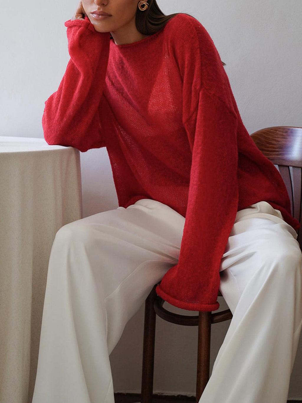 Andreina | Textured Sheer Knit Sweater